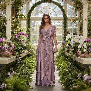 Adrianna Papell Lilac Maxi Gown